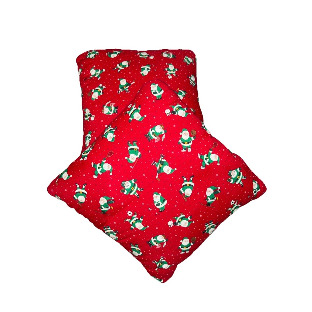 2‎ Christmas Holiday Red Sports Santa Throw Pillows Gold Tennis Soccer 12x12"